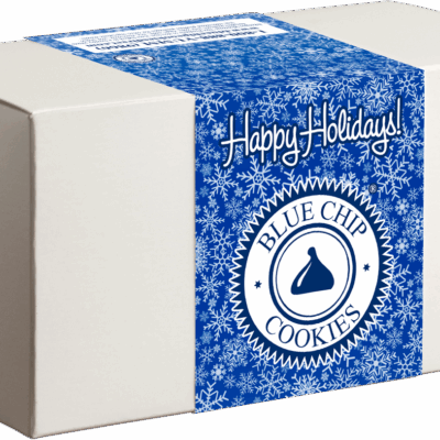 Happy Holidays Blue Chip Cookies