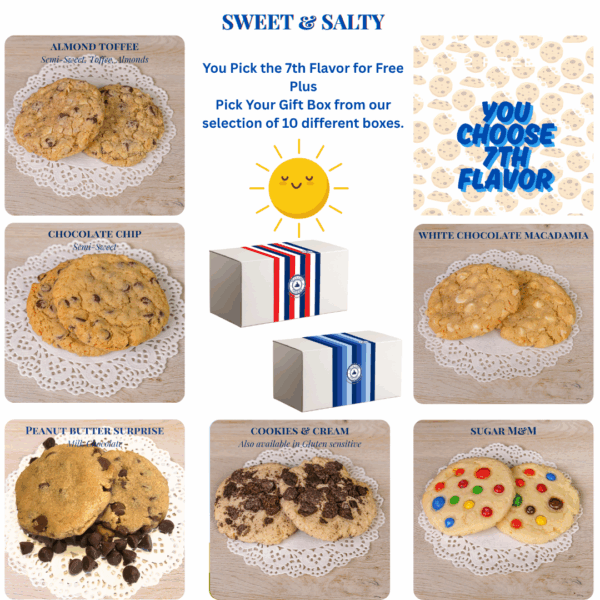 Variety of cookies with promotional gift boxes offer