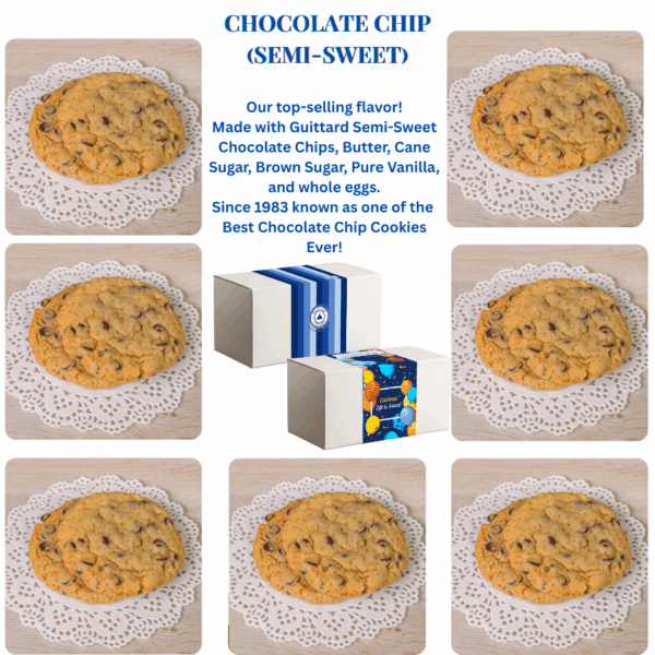 Variety of chocolate chip cookies and packaged boxes