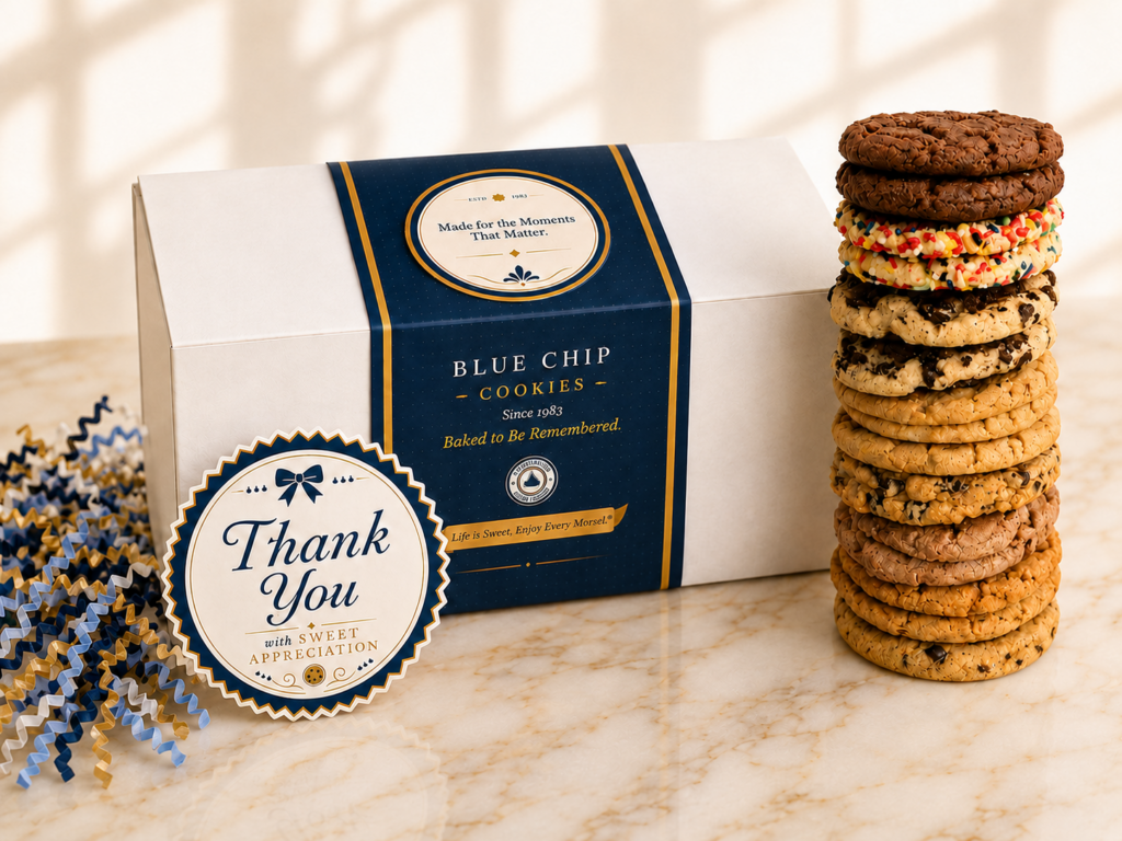 Blue Chip Cookies, Business Gifts they'll remember.