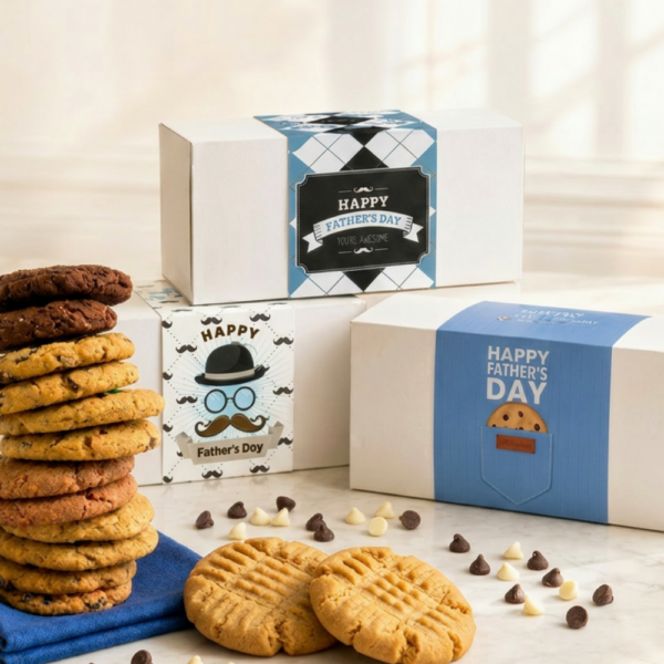 Father's Day cookie gift boxes and assorted cookies